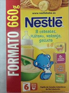 Nestlé Papilla 8 Cereales, Plátano, Naranja y Galleta