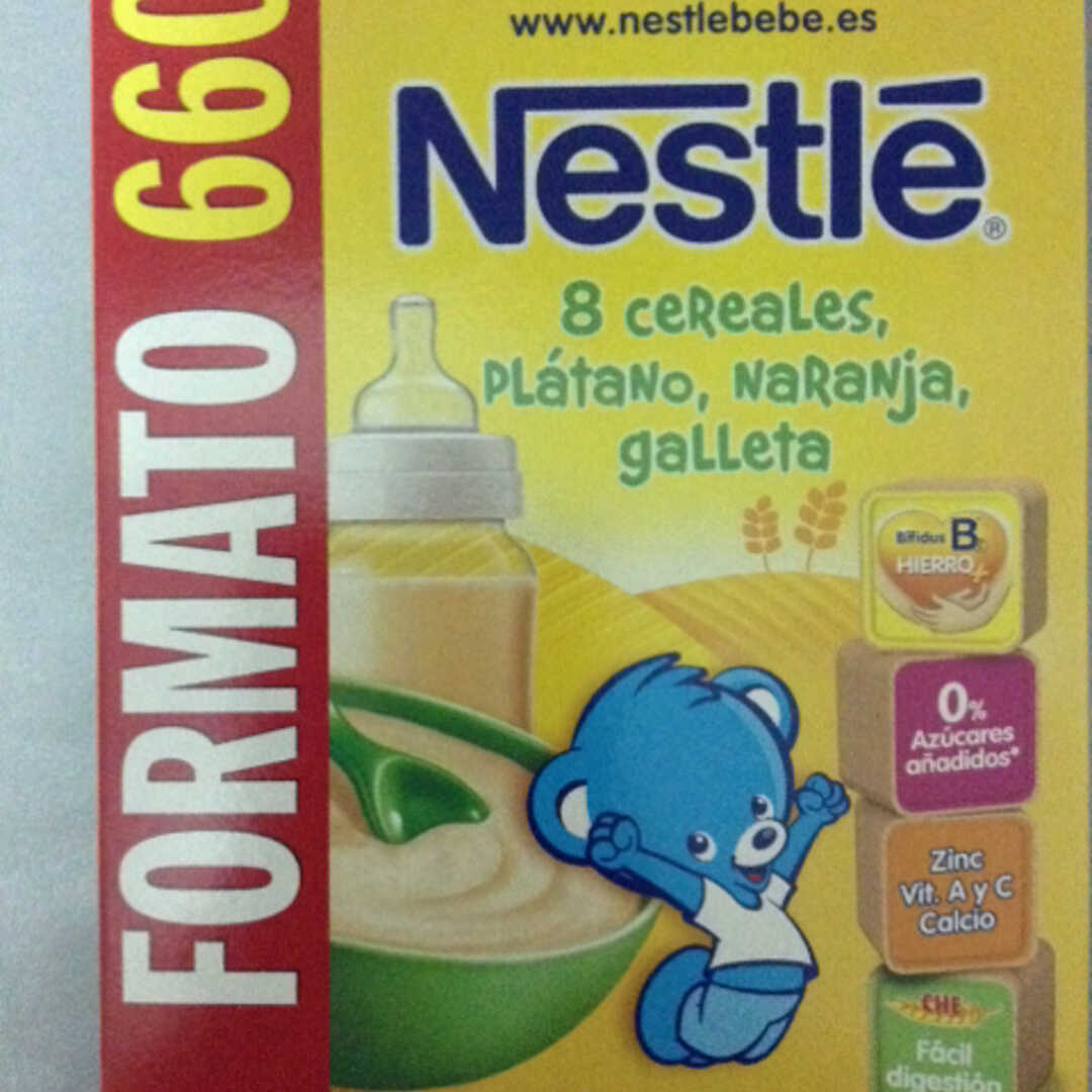 Nestlé Papilla 8 Cereales, Plátano, Naranja y Galleta