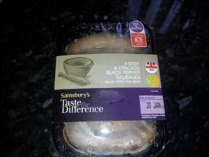 Sainsbury's Taste The Difference Beef & Cracked Black Pepper Sausages