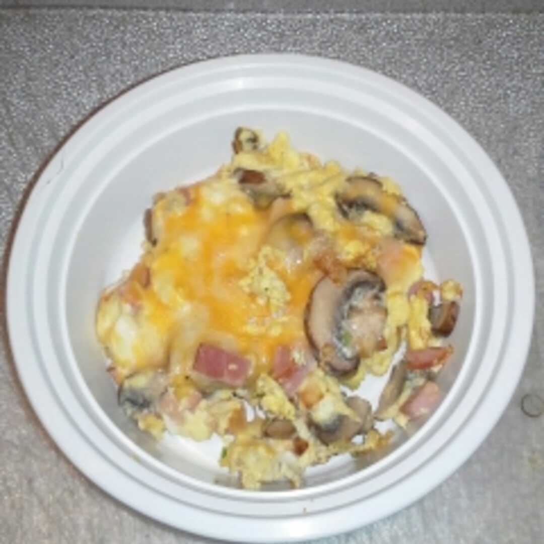 Egg Omelet or Scrambled Egg with Onions, Peppers, Tomatoes and Mushrooms