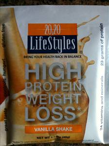 20/20 Lifestyles High Protein Weight Loss Powdered Shake - Vanilla