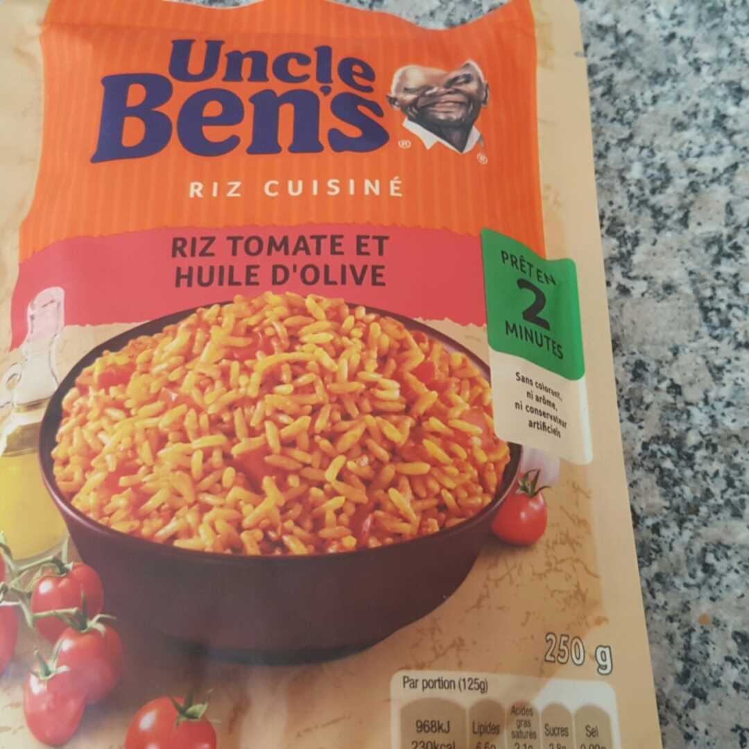 Calories et les Faits Nutritives pour Uncle Ben's Riz Express Tomate &  Huile d'olive