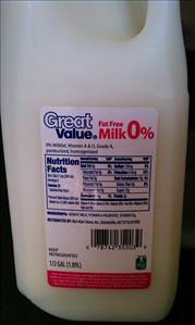 Great Value 0% Fat Free Milk