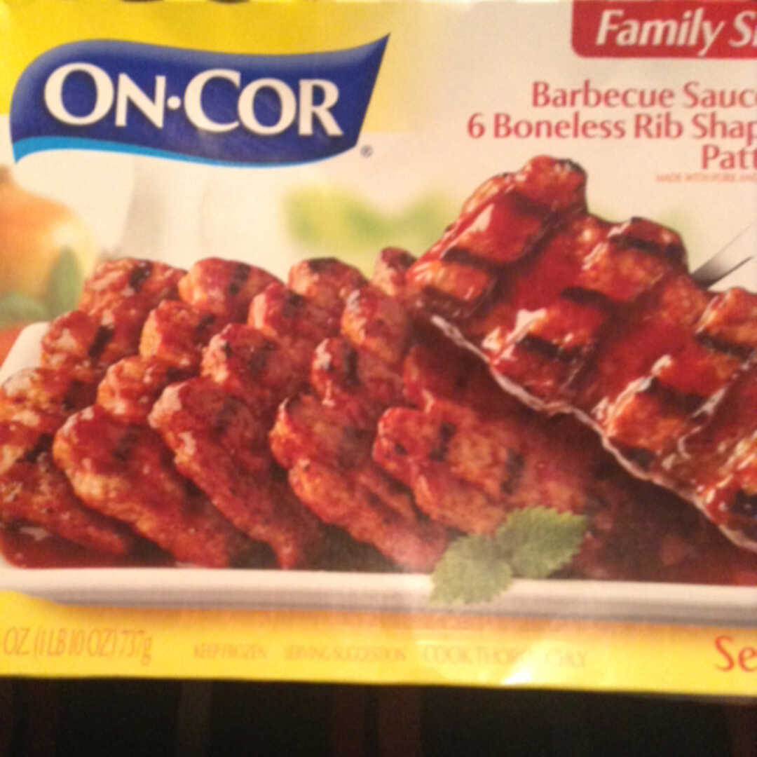 On-Cor BBQ Sauce & Boneless Rib Shaped Pork Patties