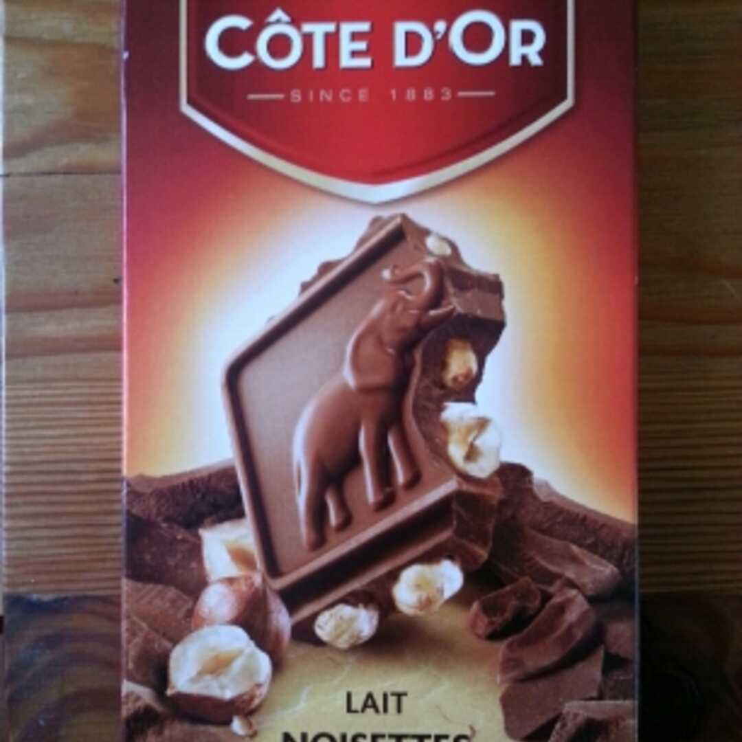 COTE D'OR Chocolat au lait avec noisettes entières Barre de 45g
