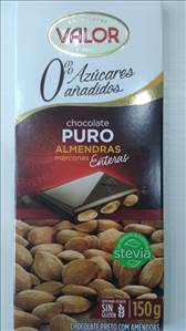 Valor Chocolate Puro con Almendras sin Azúcares Añadidos