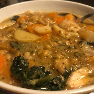 Chicken or Turkey Stew with Potatoes and Vegetables in Gravy