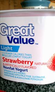 Great Value Light Fat Free Strawberry Yogurt