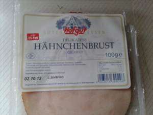 Hähnchenbrust (Im Backofen geröstet, Fettfrei, in Scheiben geschnitten)