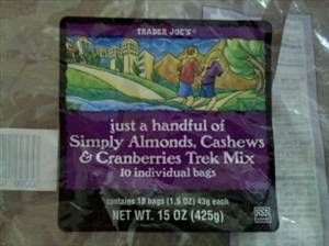 Trader Joe's Simply Almonds, Cashews & Cranberries Trek Mix - Just A Handful
