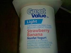 Great Value Light Fat Free Strawberry Banana Yogurt