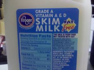fat free skim milk nutrition label