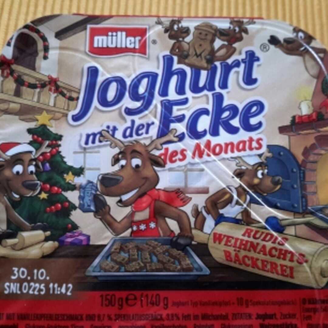Müller Joghurt mit der Ecke Rudis Weihnachtsbäckerei