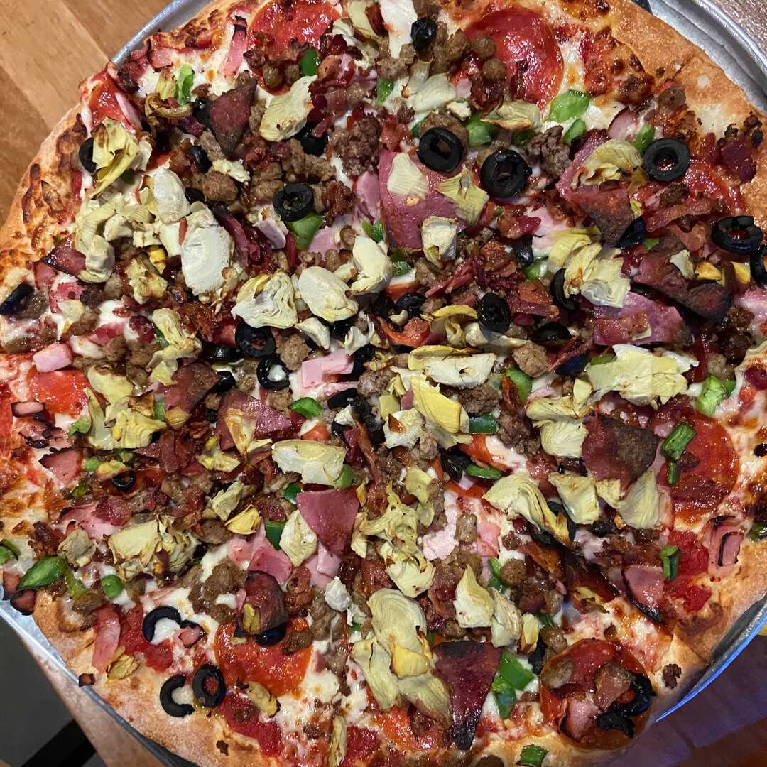 Pizza with Meat and Vegetables