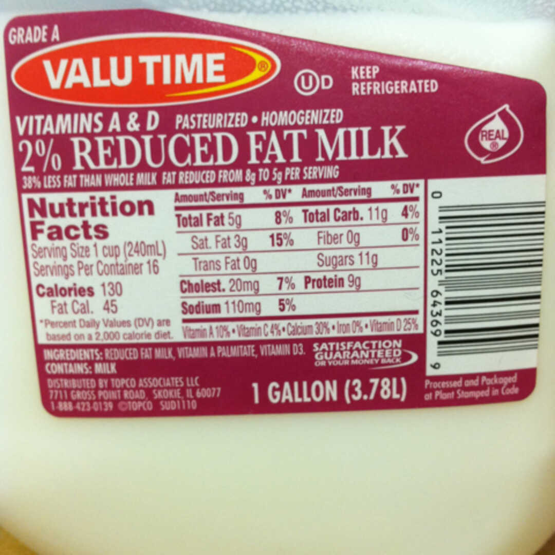 Valu Time 2% Reduced Fat Milk