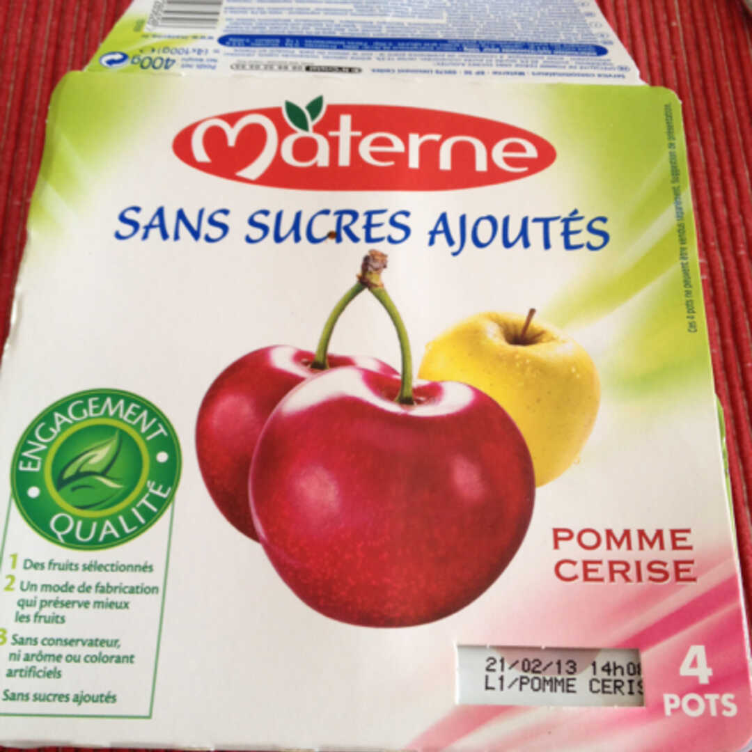 Materne Compote sans Sucre Ajouté Pomme Cerise