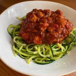 Spicy Marinara Zoodles with Chicken Sausage