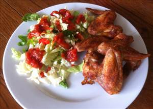 Grilled Chicken Wings with Greens & Salsa