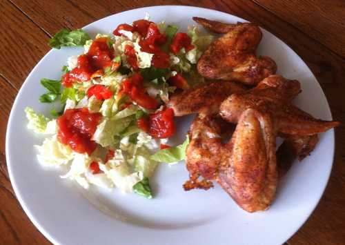Grilled Chicken Wings with Greens & Salsa