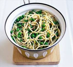 Pasta with Peas and Lima Beans
