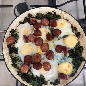 Kale with Chorizo and Eggs