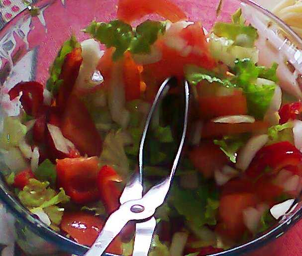Salada de Alface com Tomate, Pimento e Cebola