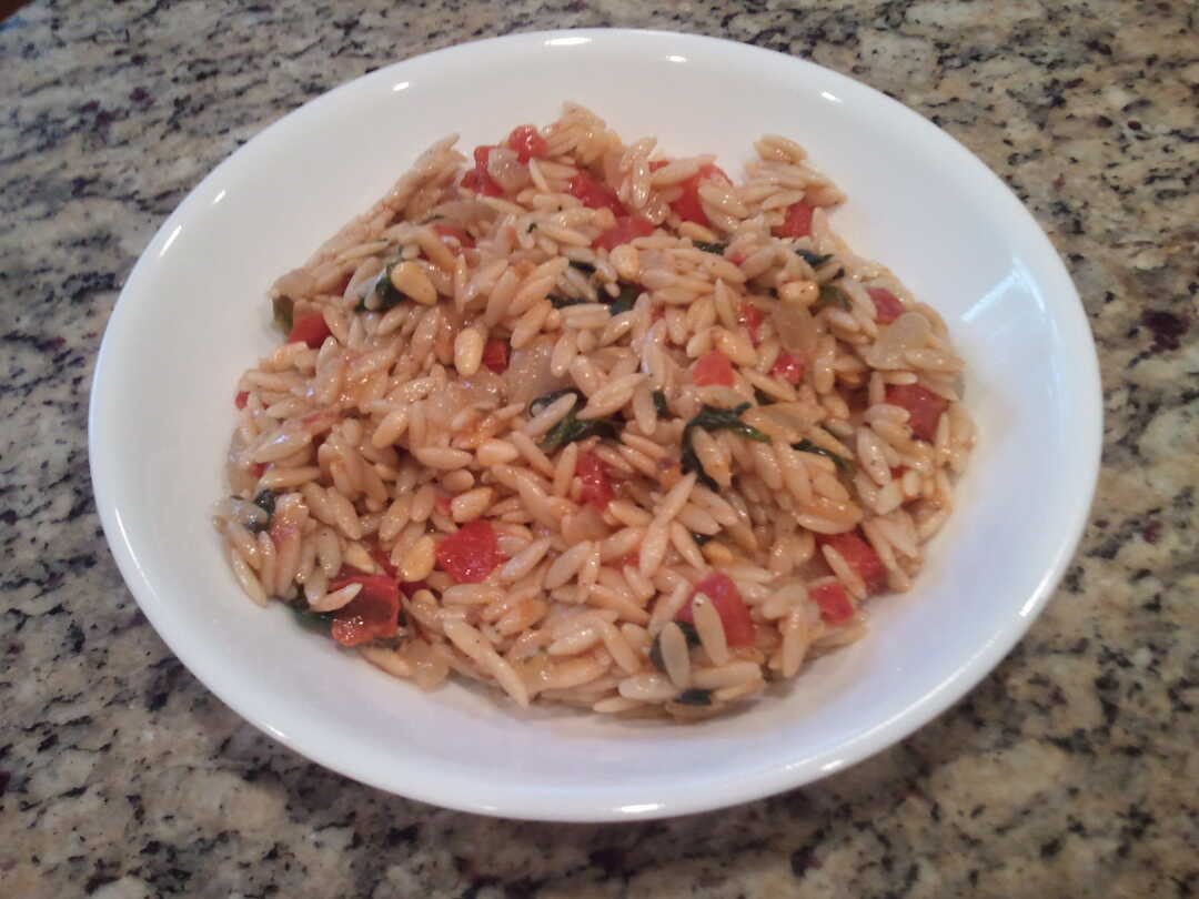 Spinach Orzo with Pinenuts