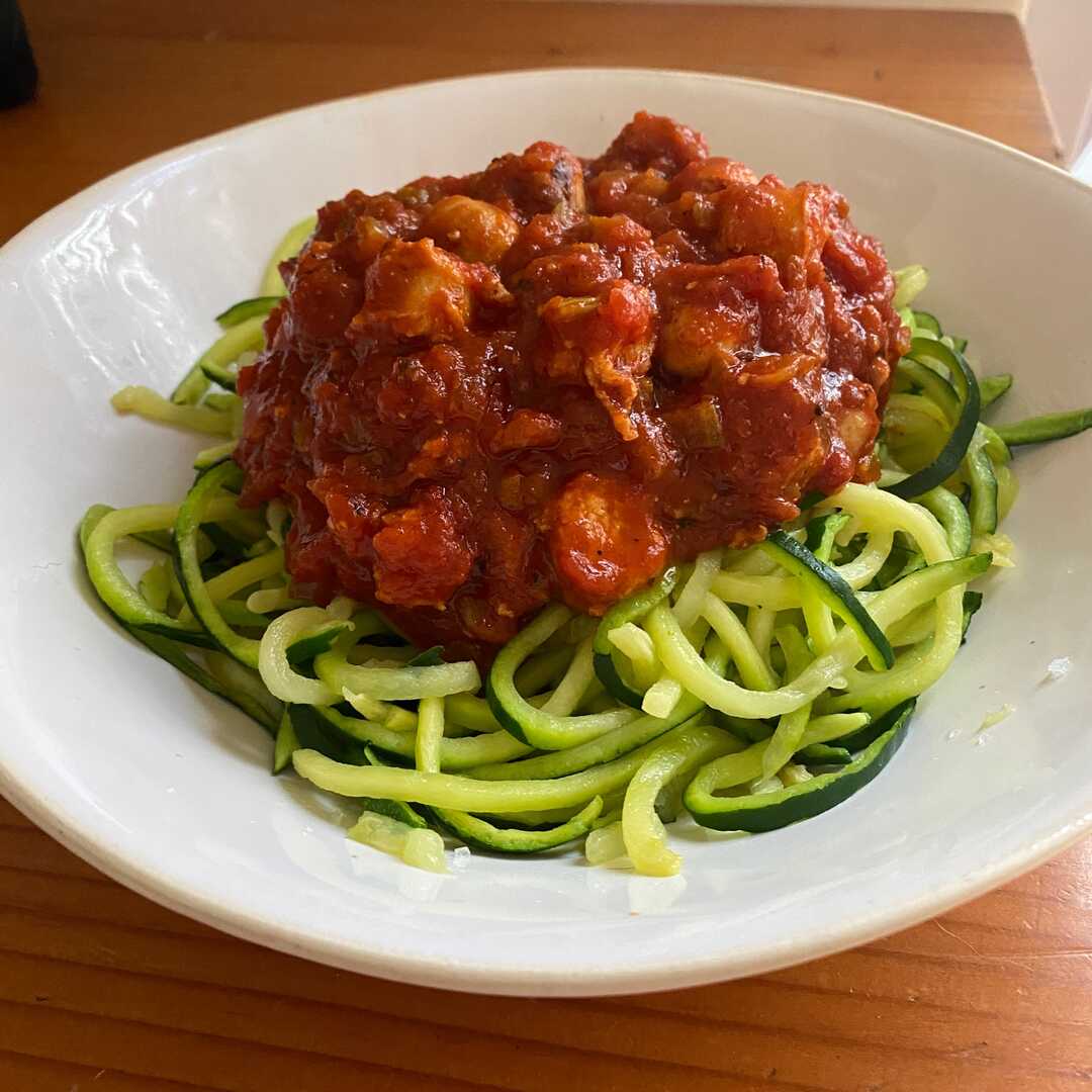 Spicy Marinara Zoodles with Chicken Sausage