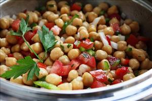 Chickpeas Corn and Red Pepper Salad