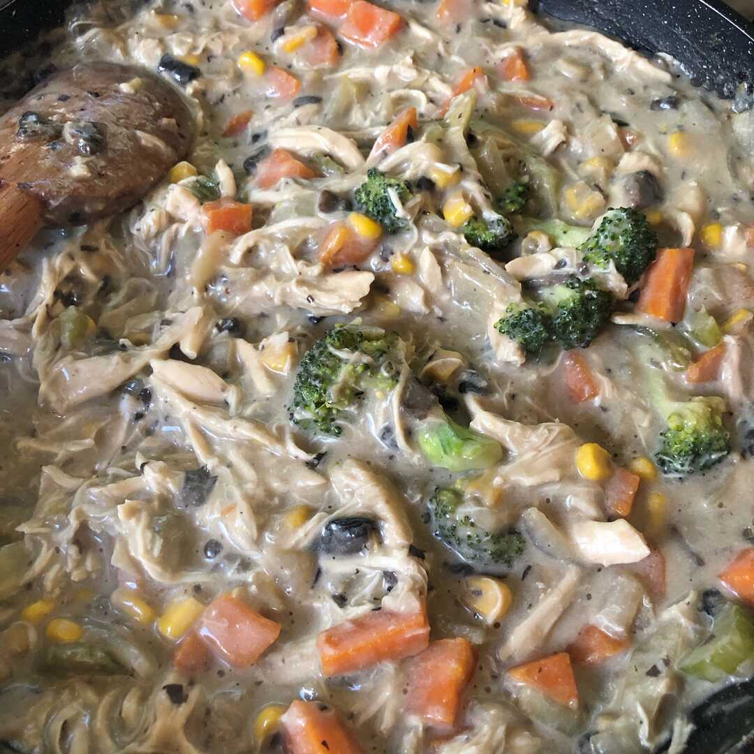 Creamy Cooked Chicken, Mushroom and Veg Hot Pot