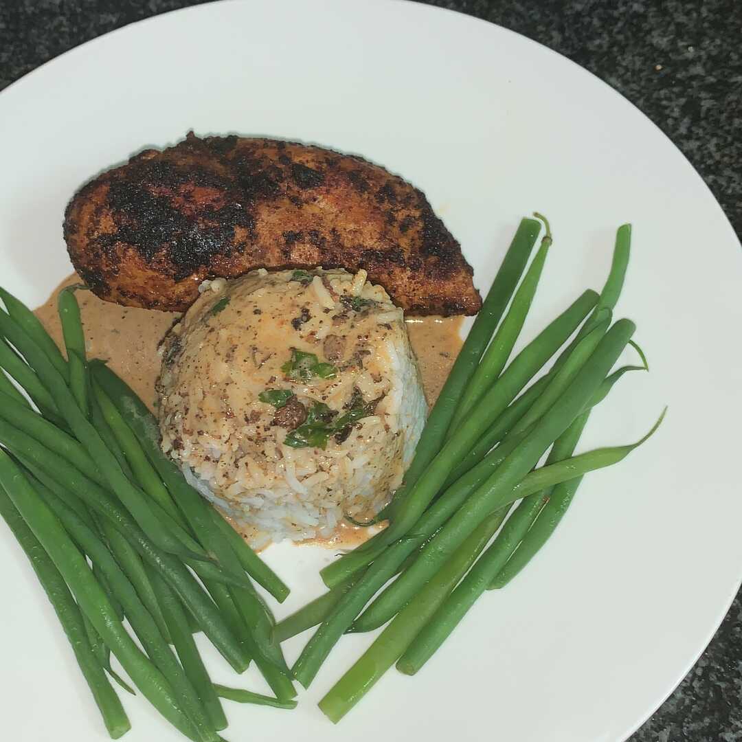 Dry Rub Chicken Breasts with Rice and Beans