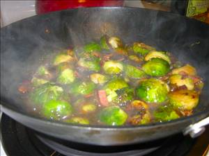 Balsamic Glazed Brussels Sprouts with Turkey Bacon