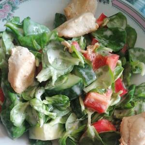 Feldsalat und Gurkensalat