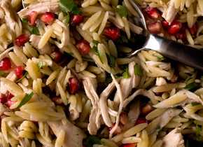 Poached Chicken with Pomegranate Orzo