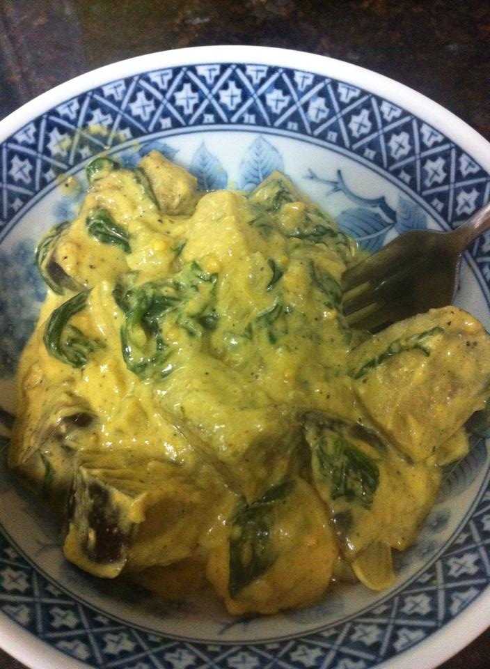 Spinach, Eggplant & Chicken Coconut Curry