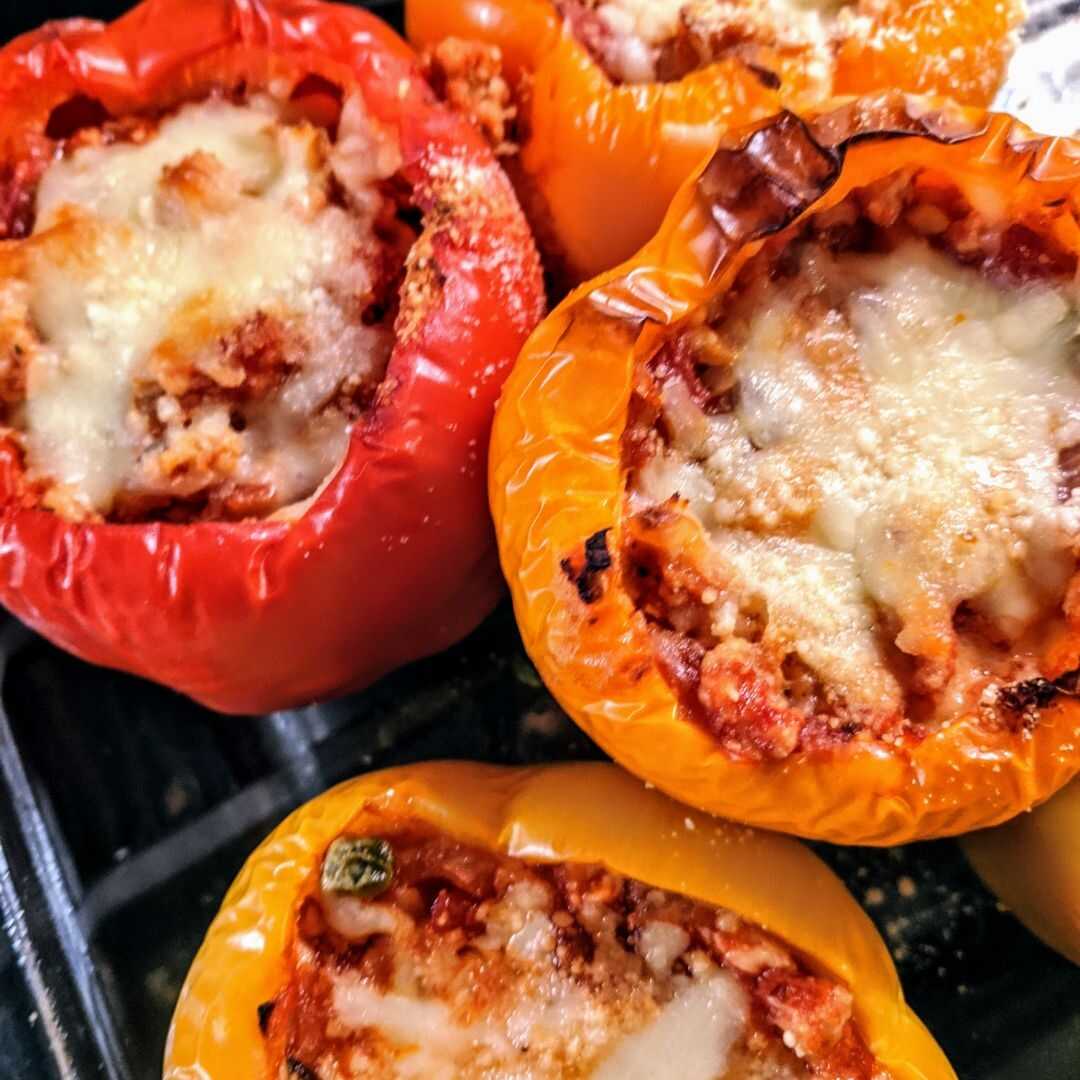 Stuffed Peppers with Riced Cauliflower