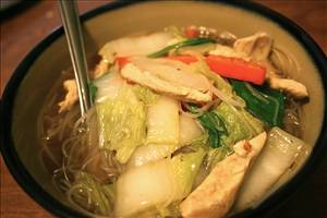 Chinese Noodle Soup with Chicken and Arugula