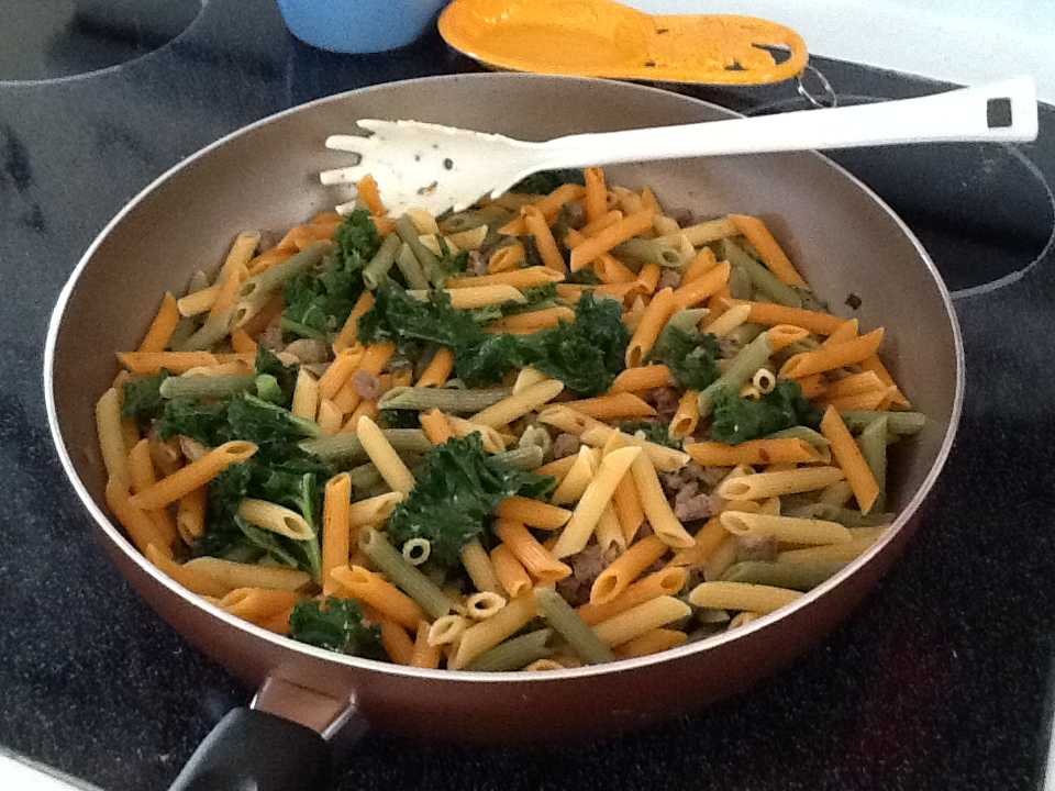 Tricolor Penne with Sausage & Kale